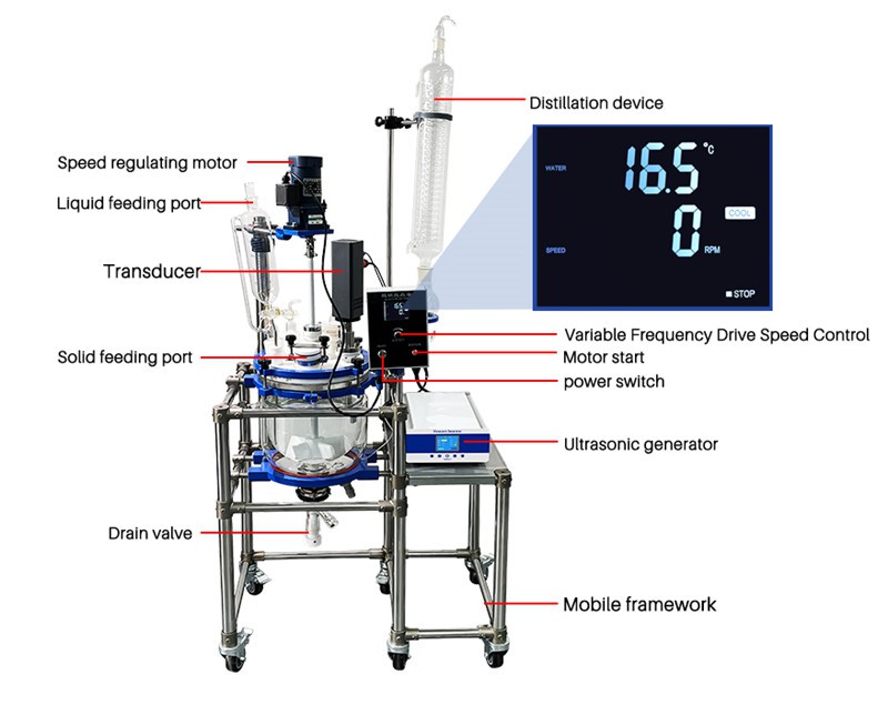 Ultrasonic Jacketed Glass Reactor Ultrasonic Jacketed Glass Reactor